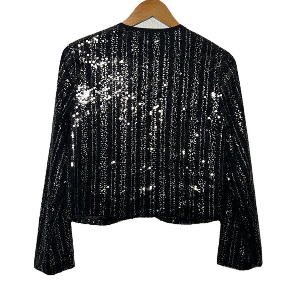 Christian Siriano Sequins Occasion Event NYE Bling Zip Jacket Party Medium - Picture 2 of 14
